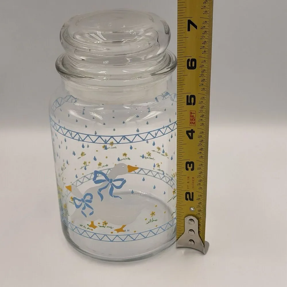 Vintage Anchor Hocking Country Geese Glass Canister w/Lid 7